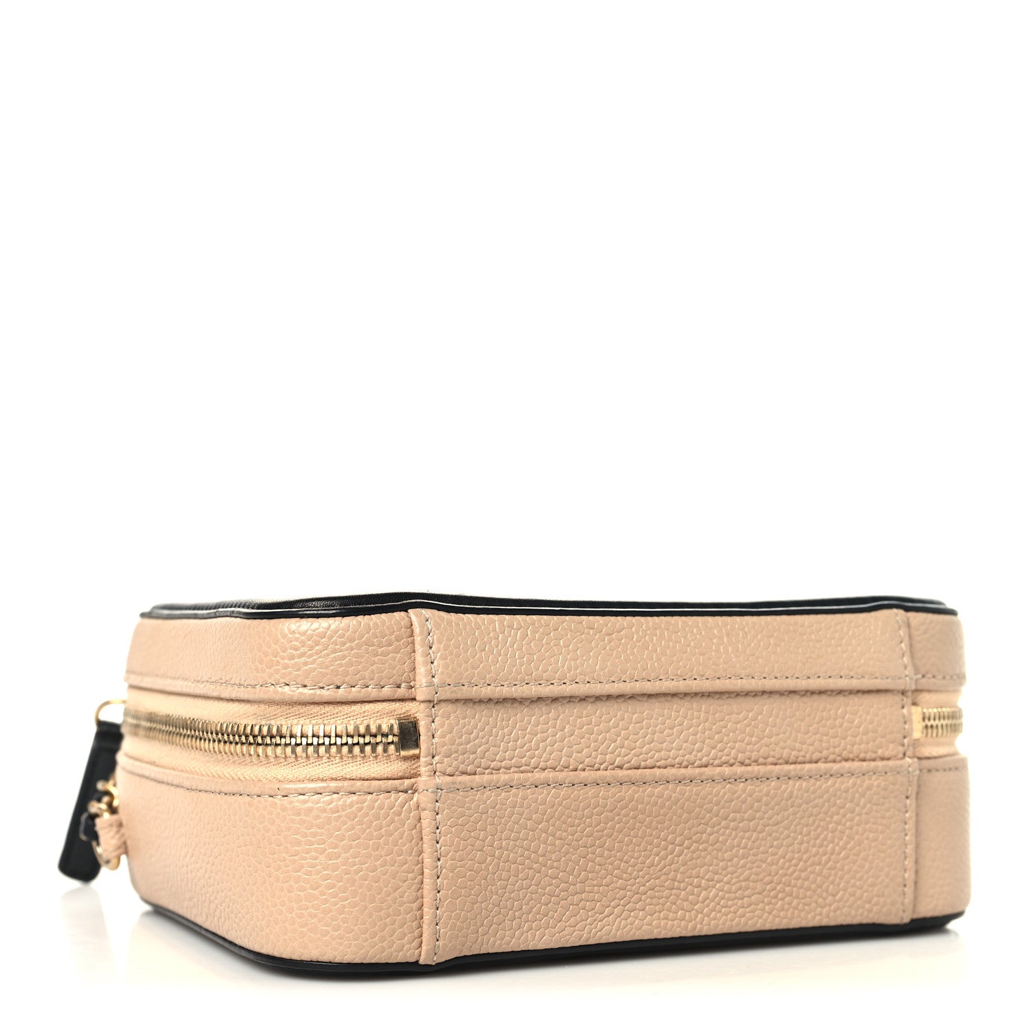 Caviar Quilted Small CC Filigree Vanity Case Beige Black Beige Black
