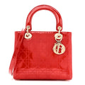Patent Cannage Stitched Medium Lady Dior Red