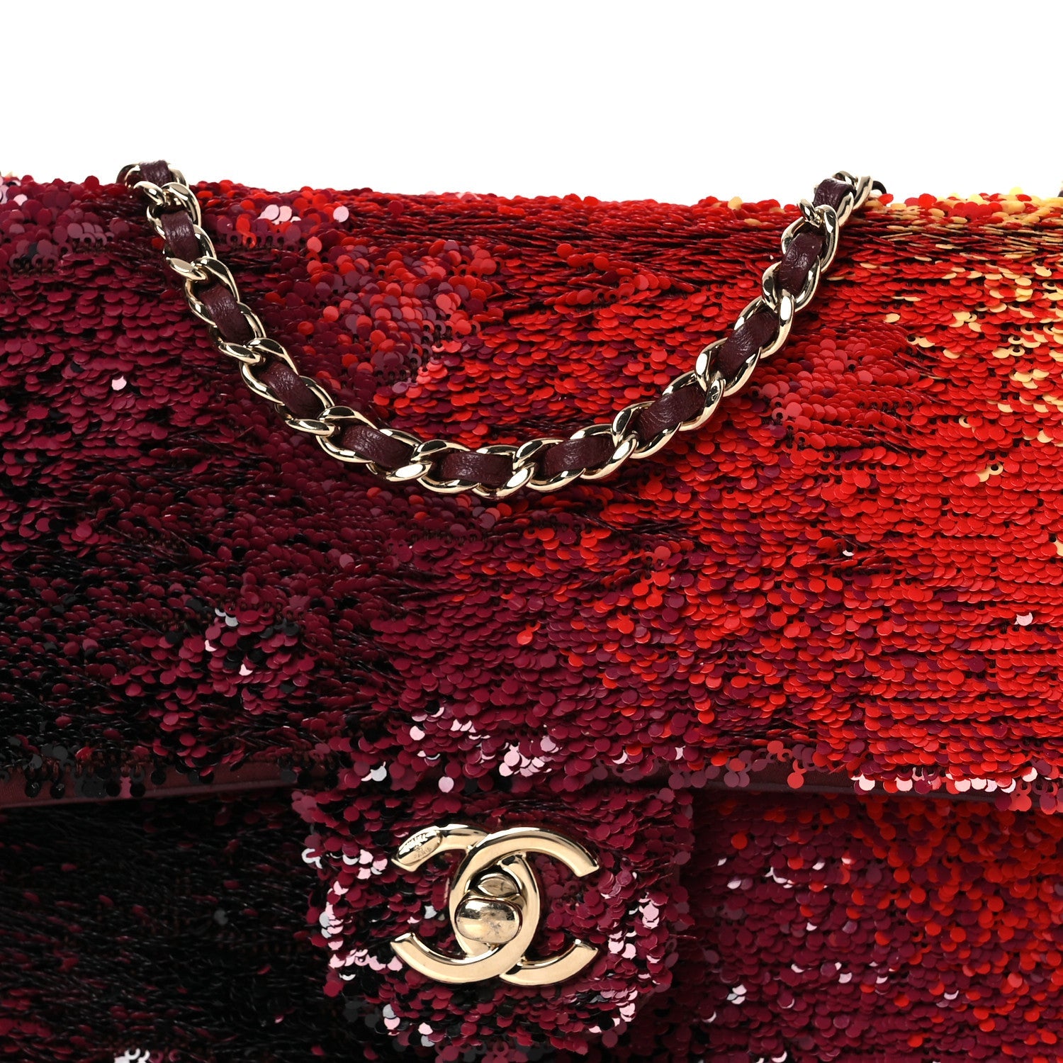 Shaded Sequins Mini Flap Black Burgundy Red Yellow