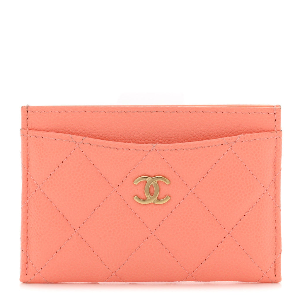 Caviar Quilted Card Holder Orange