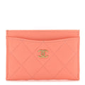 Caviar Quilted Card Holder Orange