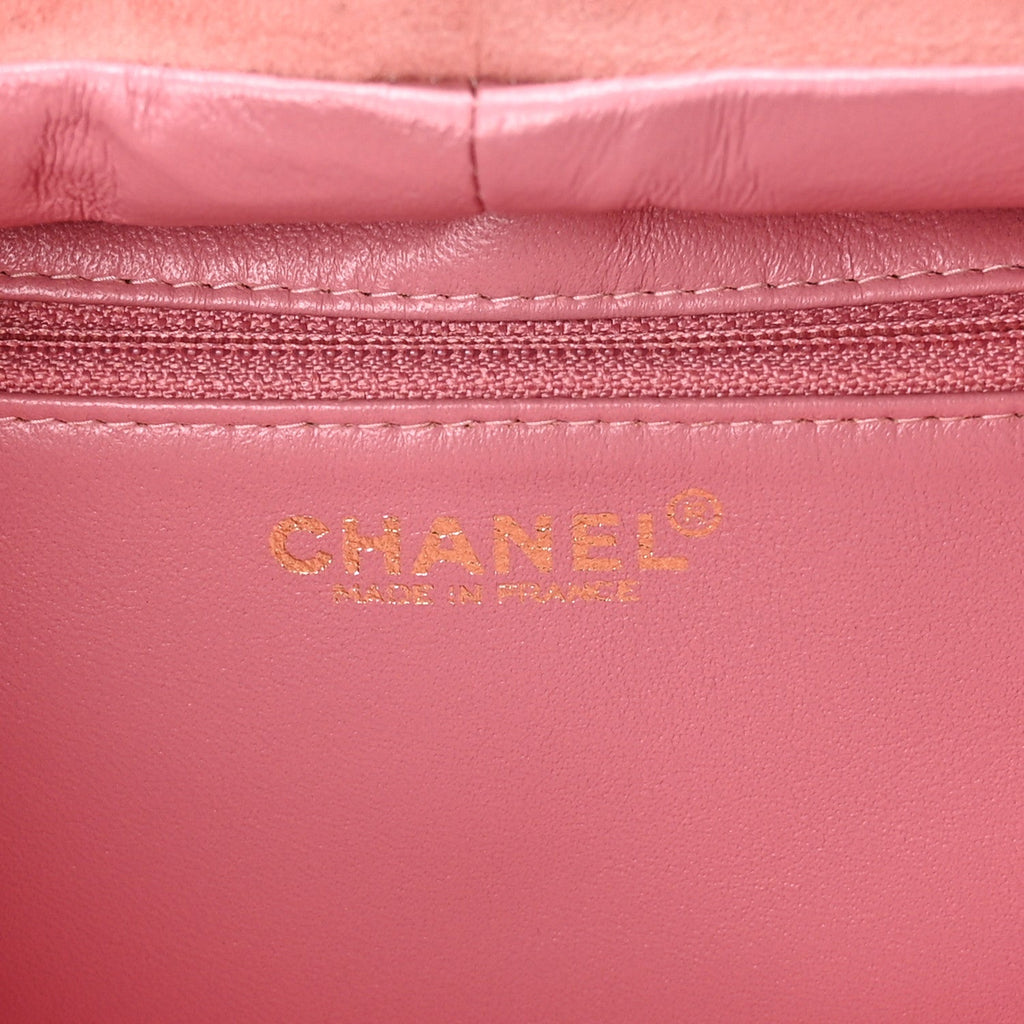 Suede Chocolate Bar Top Handle Flap Pink Beige