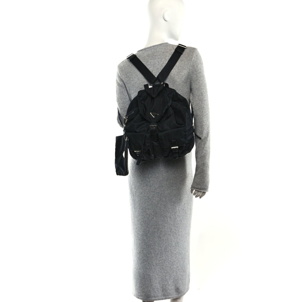 Re-Nylon Vela Saffiano Medium Backpack Black