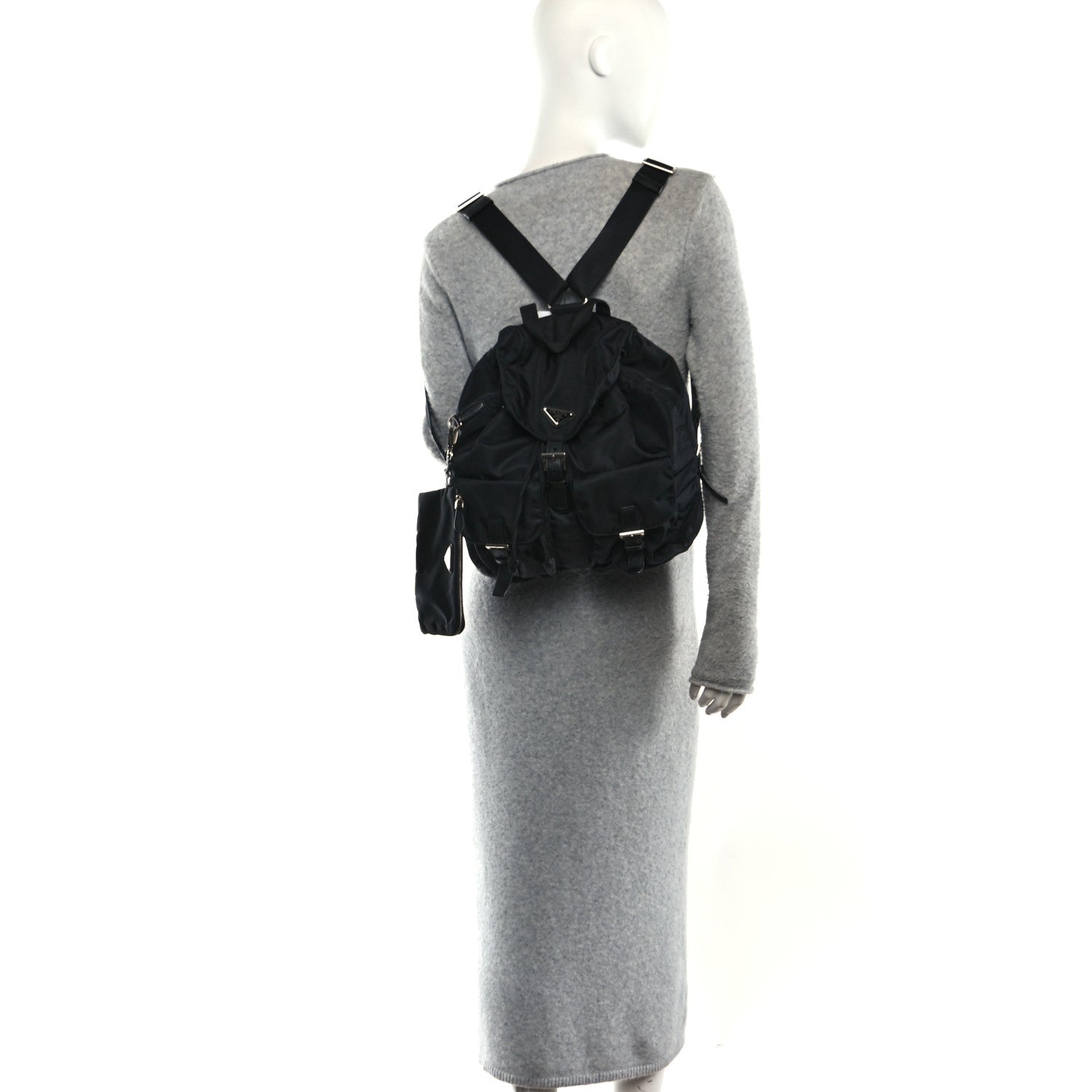 Re-Nylon Vela Saffiano Medium Backpack Black