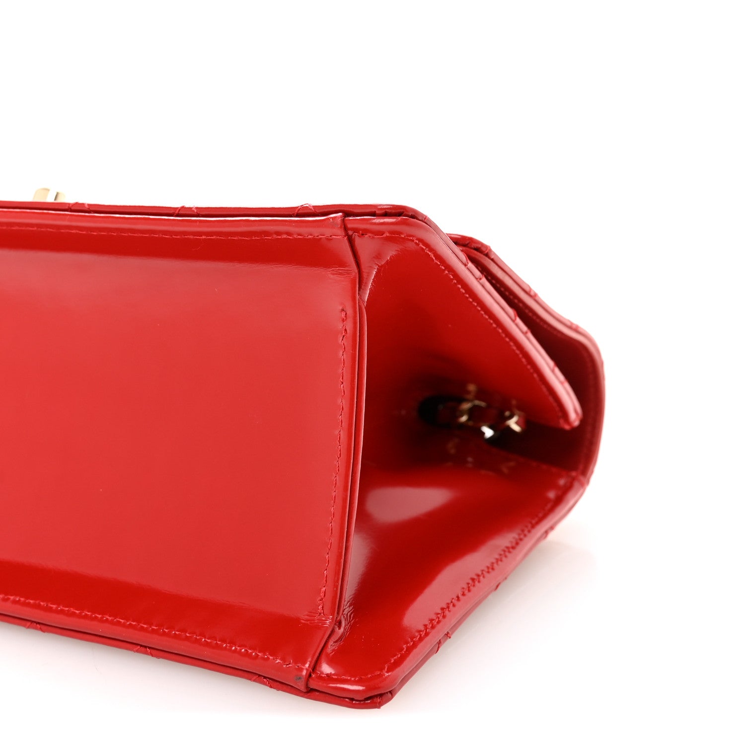 Glazed Calfskin Quilted East West Flap Red