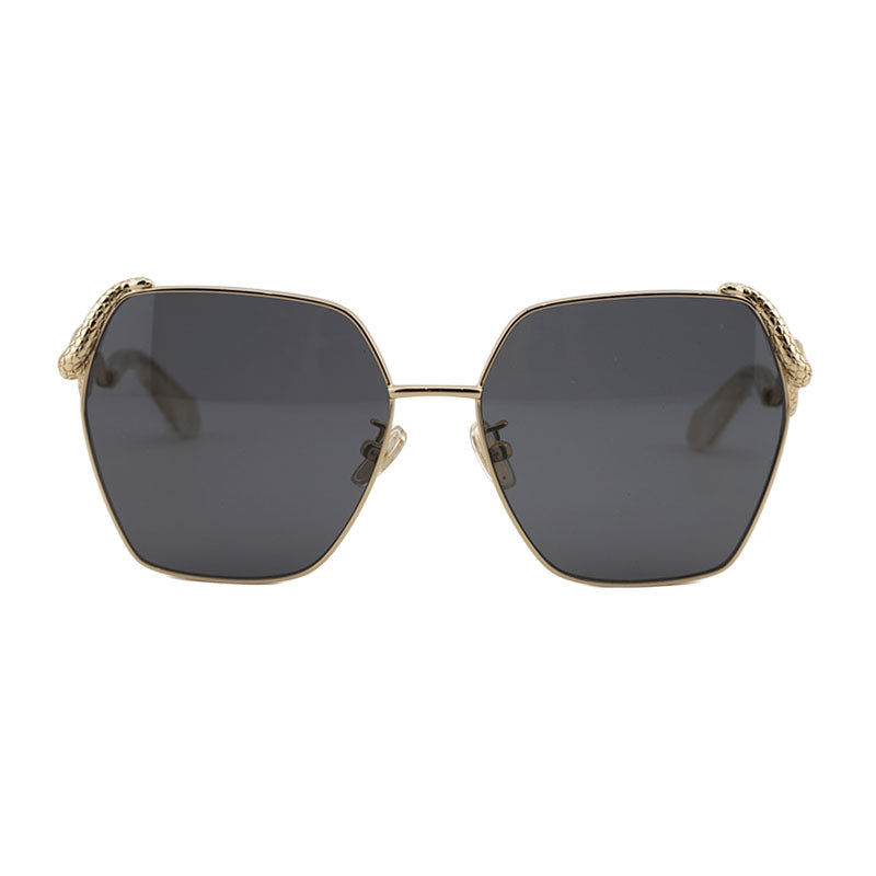 Roberto Cavalli Sunglasses Geometric Full Rim, Shiny Rose Gold Frame and Purple Grey Lens SRC035M0300