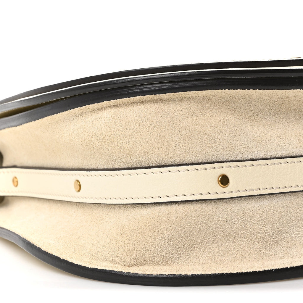 Calfskin Suede Medium Nile Bracelet Bag Off White
