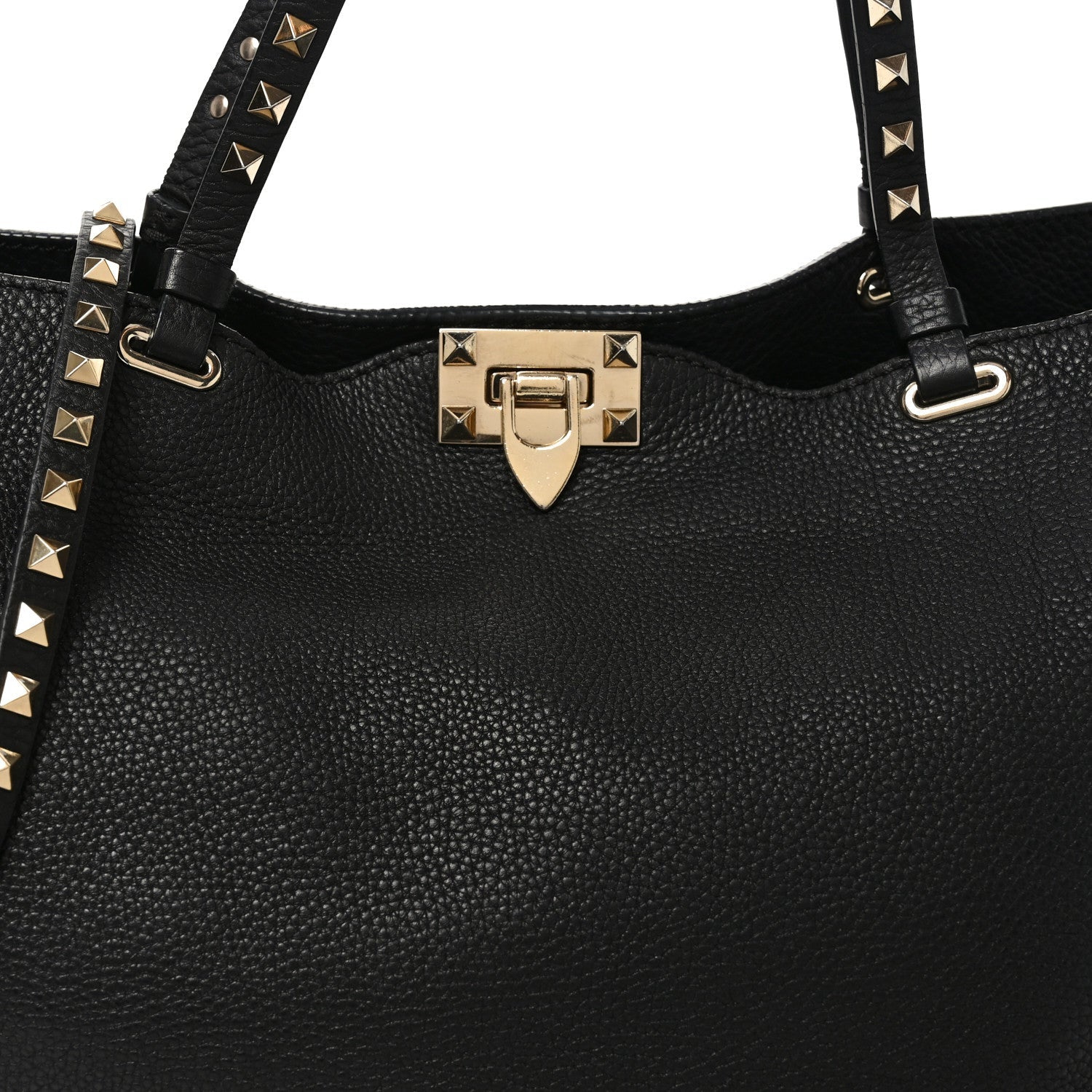 Vitello Medium Rockstud Tote Black
