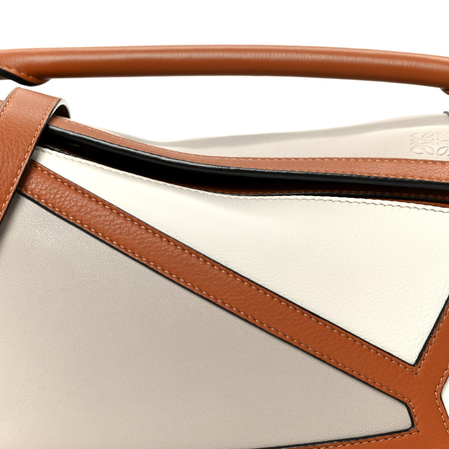 Calfskin Small Graphic Puzzle Bag Ghost Soft White
