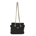 Nylon Tessuto Impuntu Quilted Flap Shoulder Bag Black