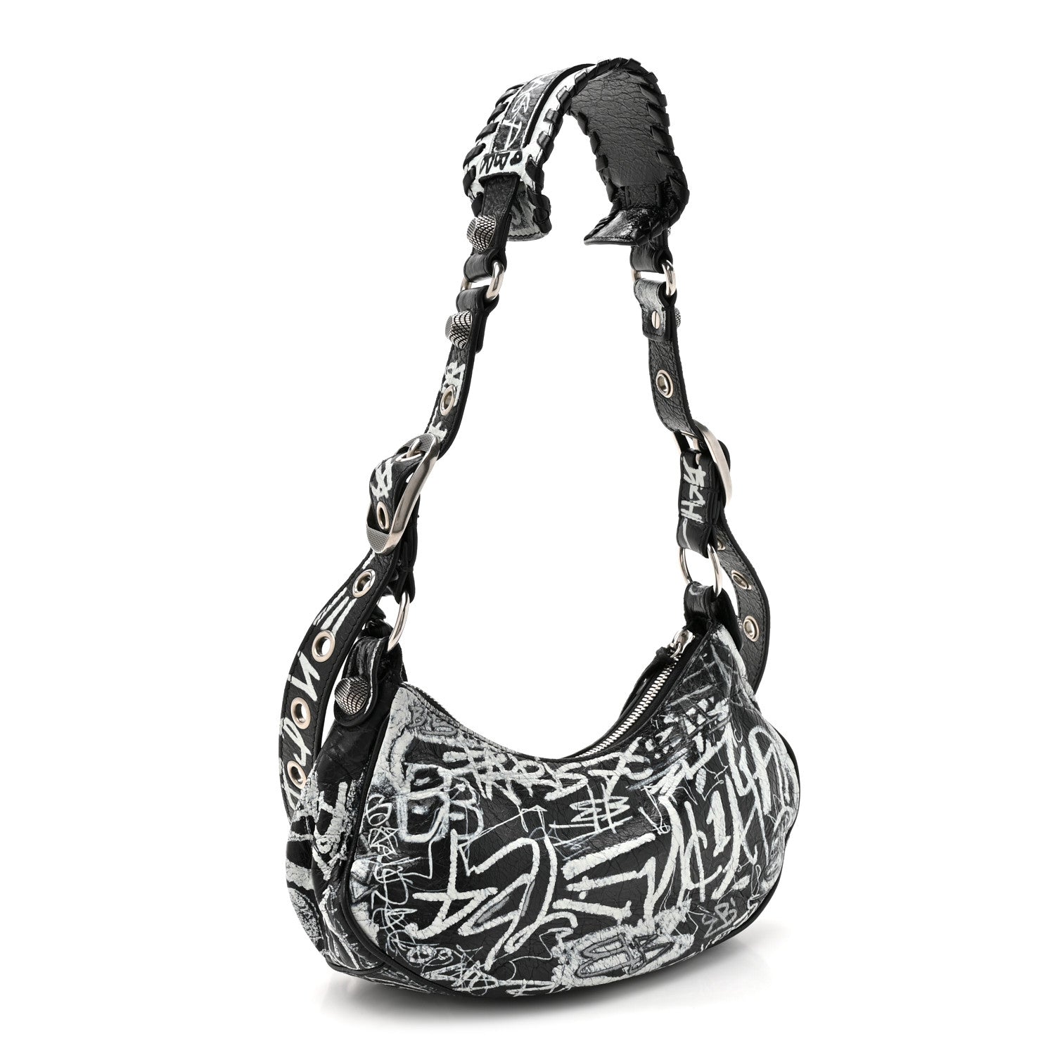 Agneau Arena Graffiti Le Cagole Shoulder Bag XS Black
