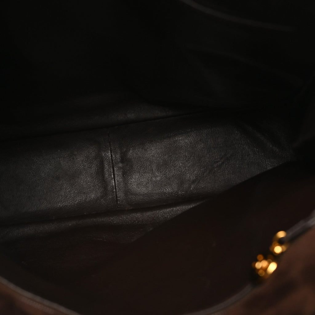 Suede Quilted Tote Brown