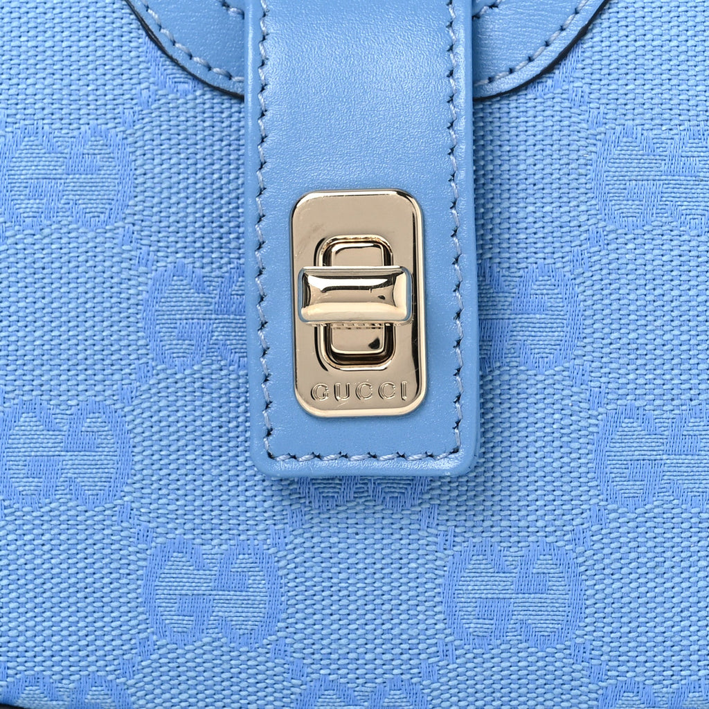 Calfskin Monogram Mini Moon Side Shoulder Bag Blue