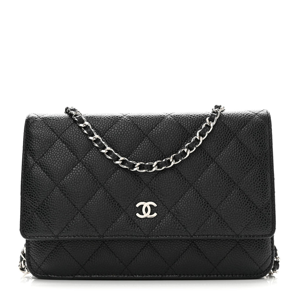 Caviar Quilted Wallet on Chain WOC Black