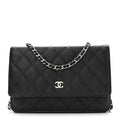 Caviar Quilted Wallet on Chain WOC Black
