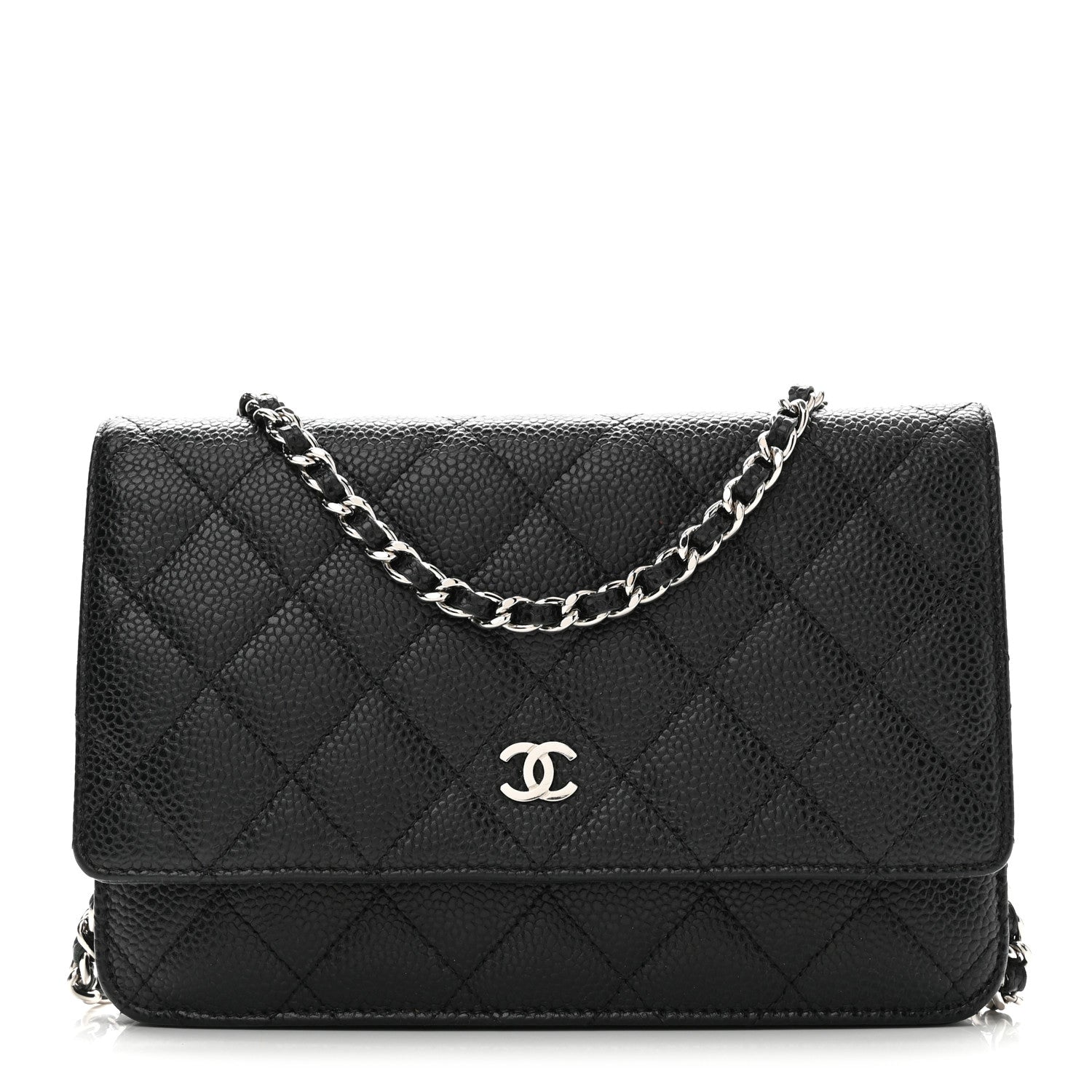 Caviar Quilted Wallet on Chain WOC Black