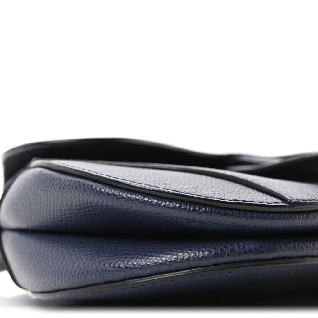 Grained Calfskin Mini Saddle Bag Navy