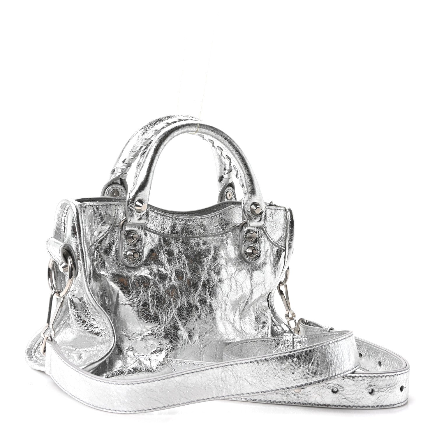 Metallized Arena Lambskin Classic Silver Hardware Le City Mini Silver