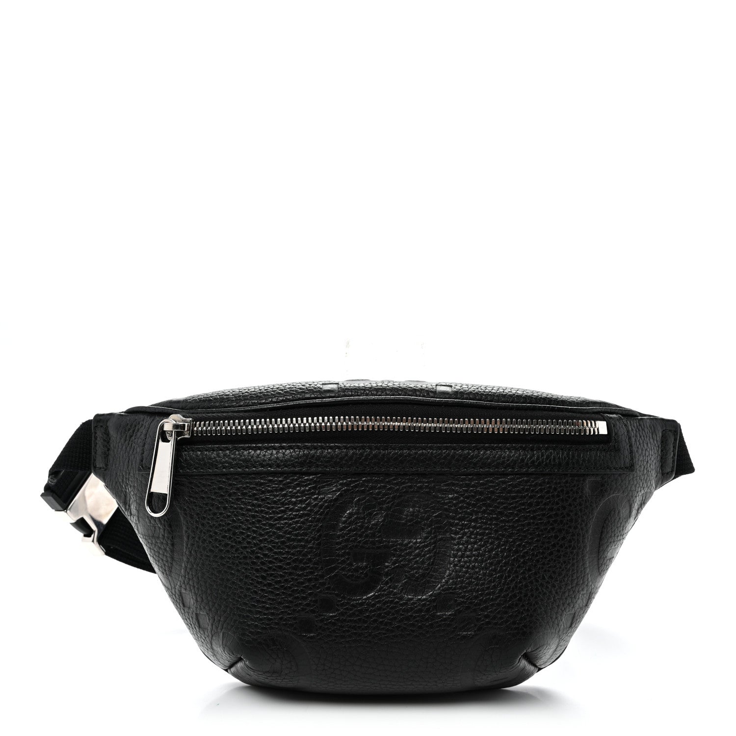 Piuma Calfskin Jumbo GG Embossed Small Belt Bag Black