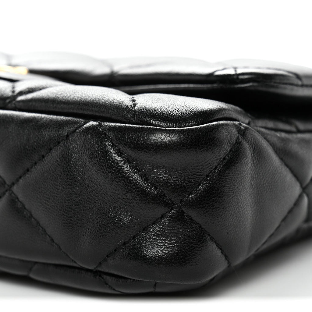 Lambskin Quilted Small Funky Town Flap Black