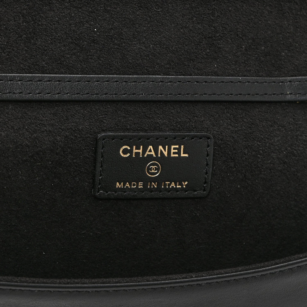 Caviar Quilted Chain Glasses Case Black