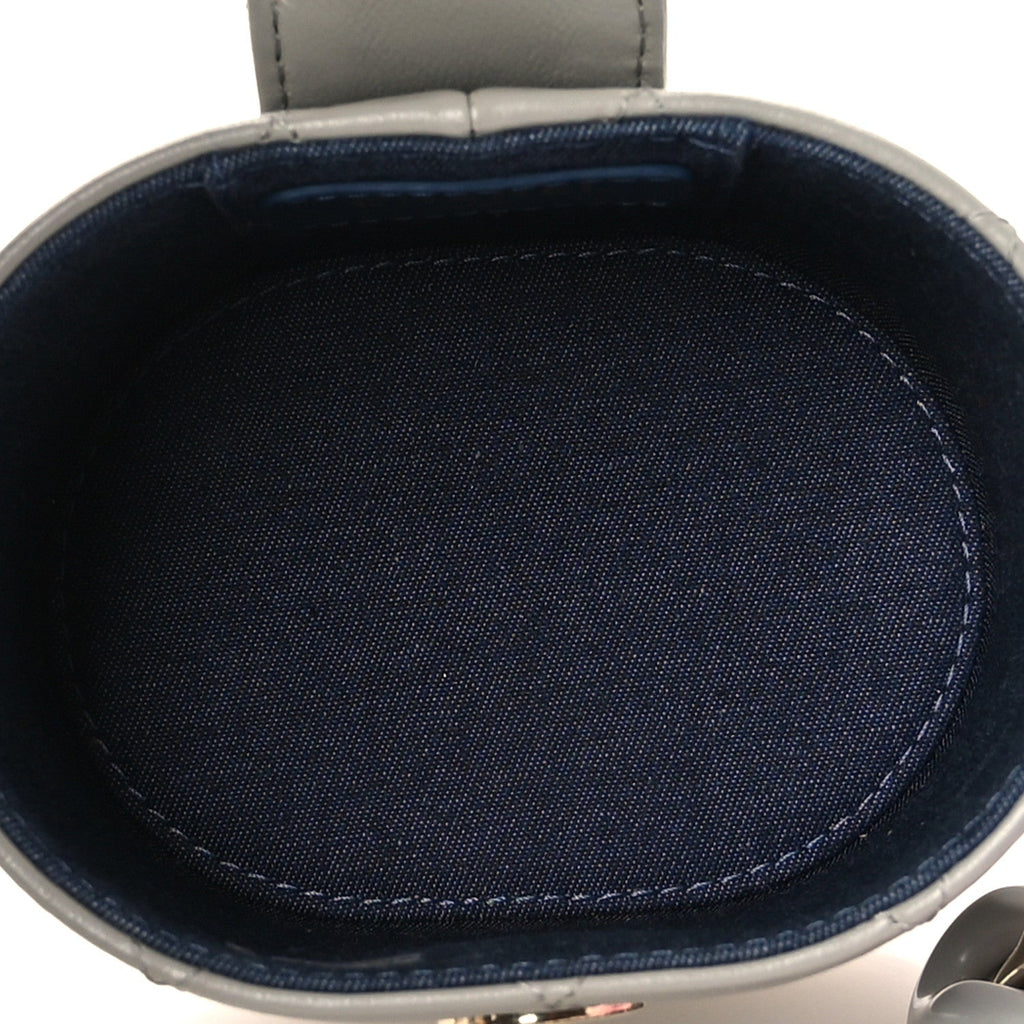 Lambskin Quilted Mini Vanity Case With Chain Grey