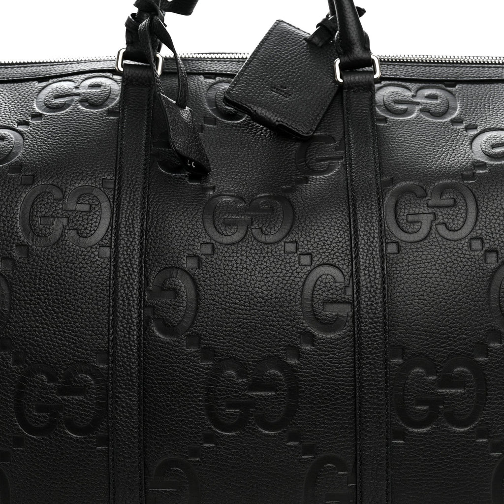 Piuma Calfskin Jumbo GG Embossed Large Duffle Bag Black