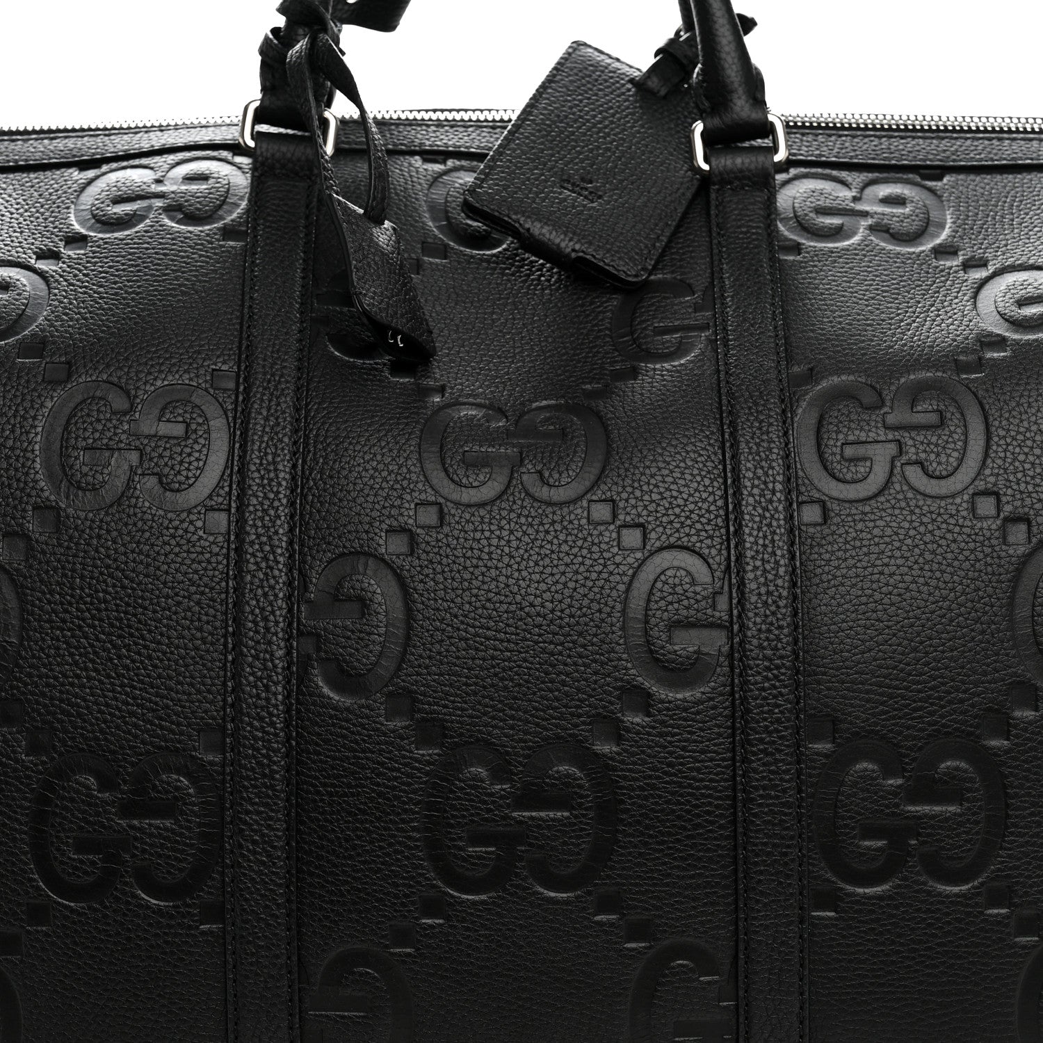 Piuma Calfskin Jumbo GG Embossed Large Duffle Bag Black
