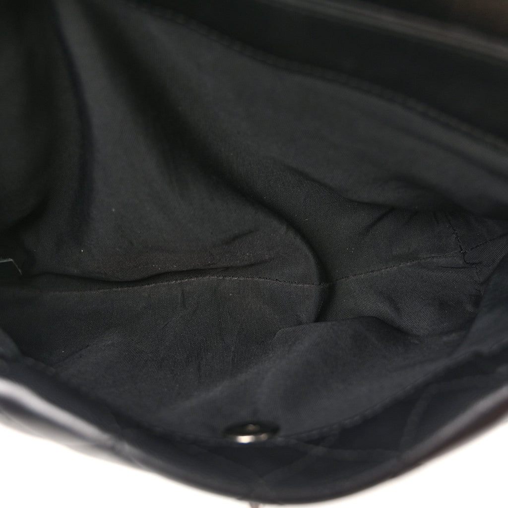 Calfskin Quilted Fold Up Again Flap Bag Black