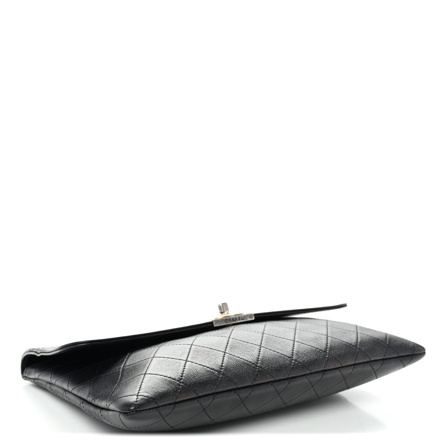 Lambskin Quilted Sleek And Chic Clutch Black