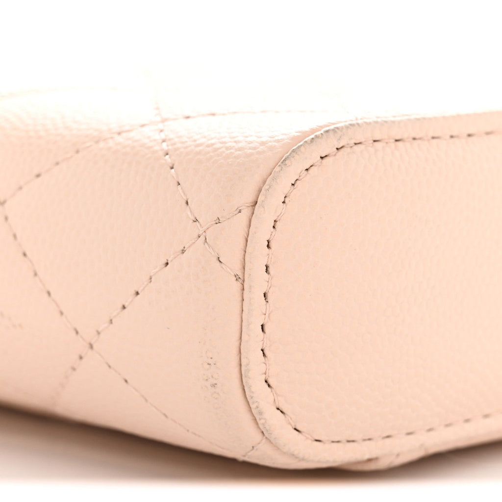 Caviar Quilted Phone Holder With Chain Light Pink