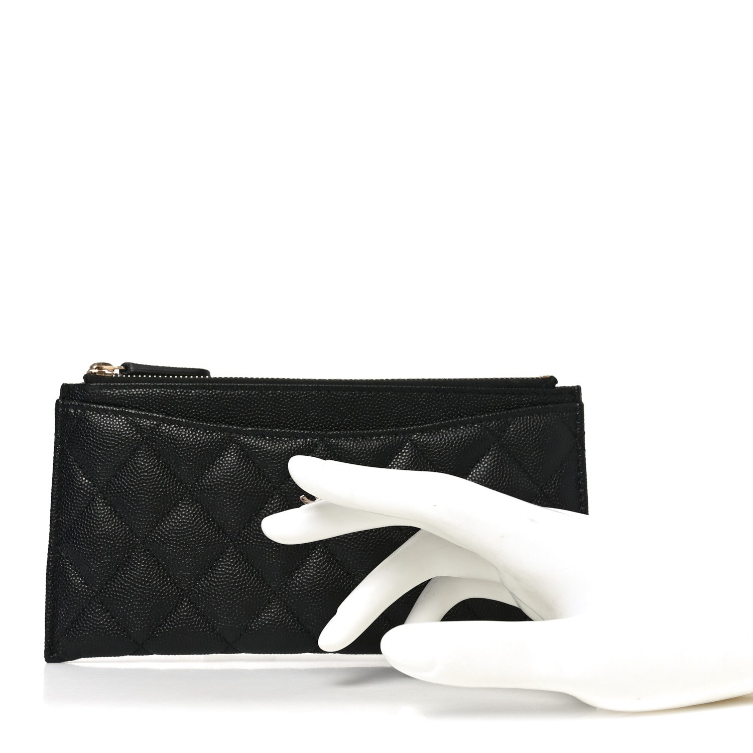 Caviar Quilted Classic Zip Pouch Black