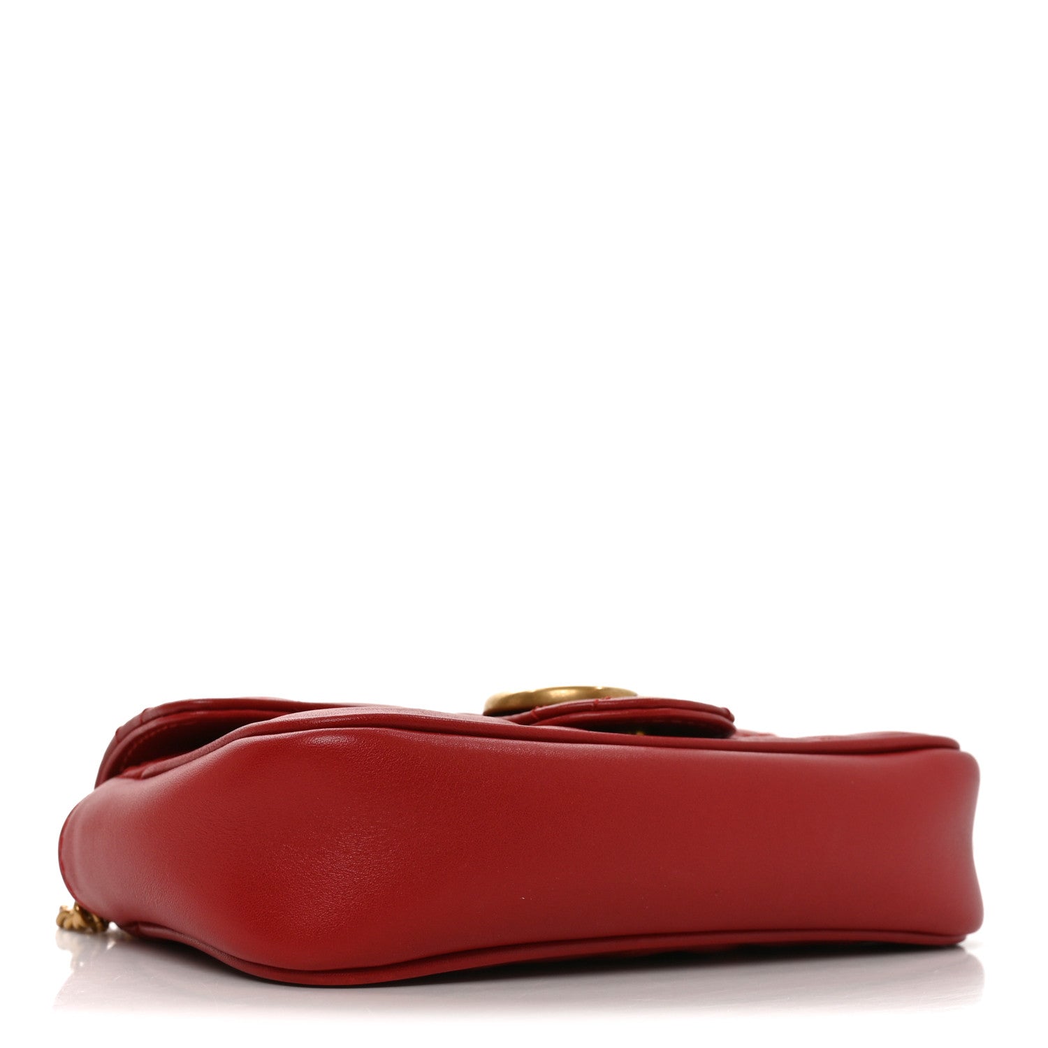 Calfskin Matelasse Super Mini GG Marmont Shoulder Bag Hibiscus Red