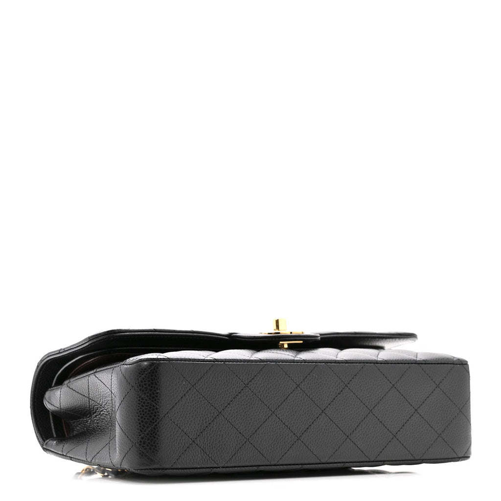 Caviar Quilted Medium Double Flap Black