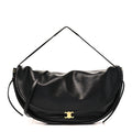 Shiny Lambskin Soft Triomphe Half Moon Bag Black