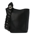 Smooth Calfski Large Woven Pebble Bucket Bag Black