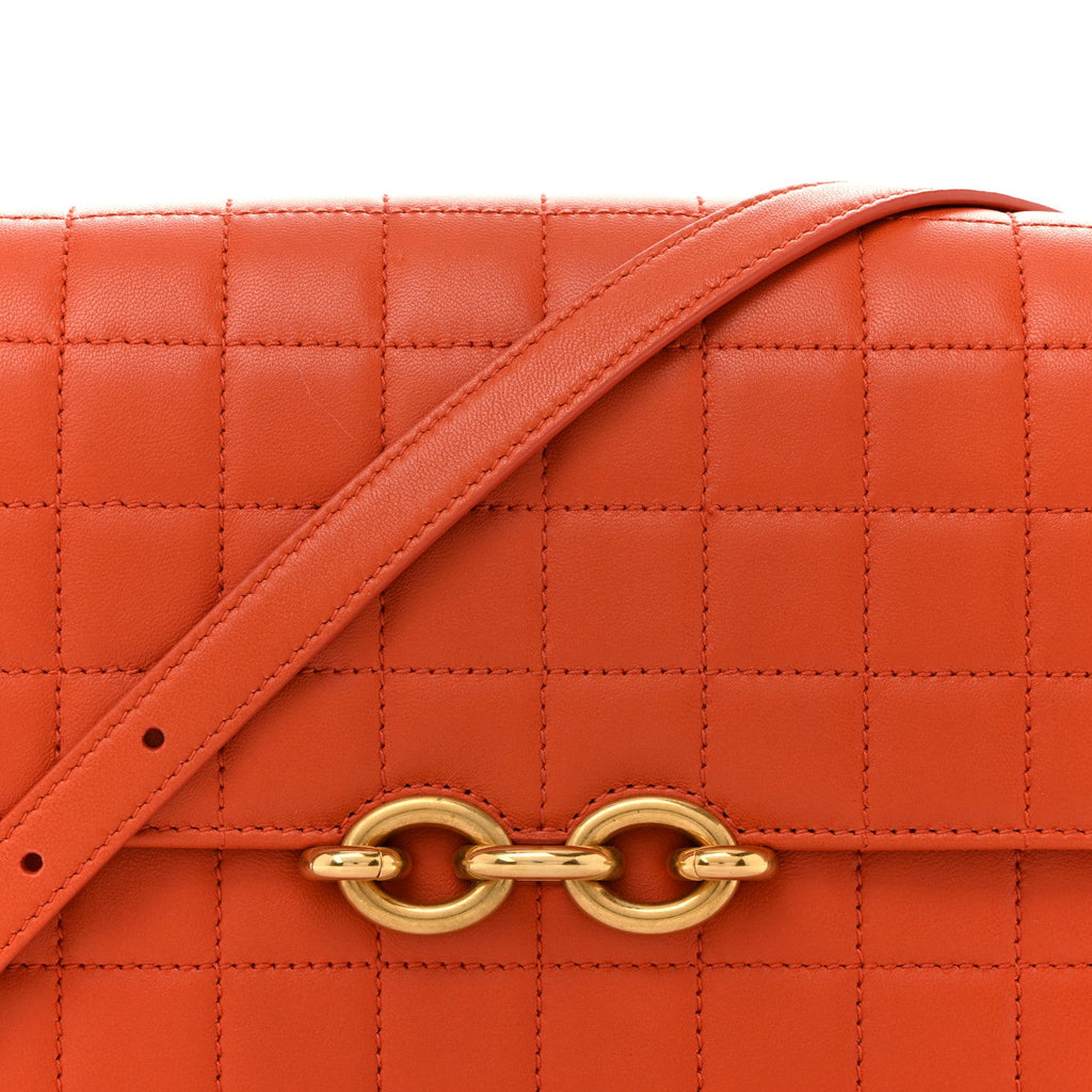 Lambskin Carre Quilted Le Maillon Satchel Orange