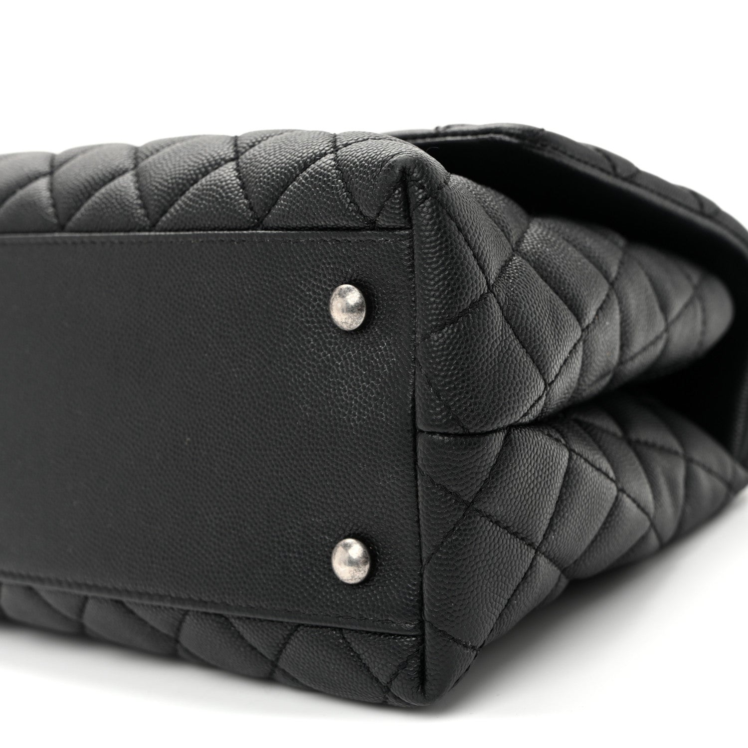 Caviar Quilted Small Coco Handle Flap Black