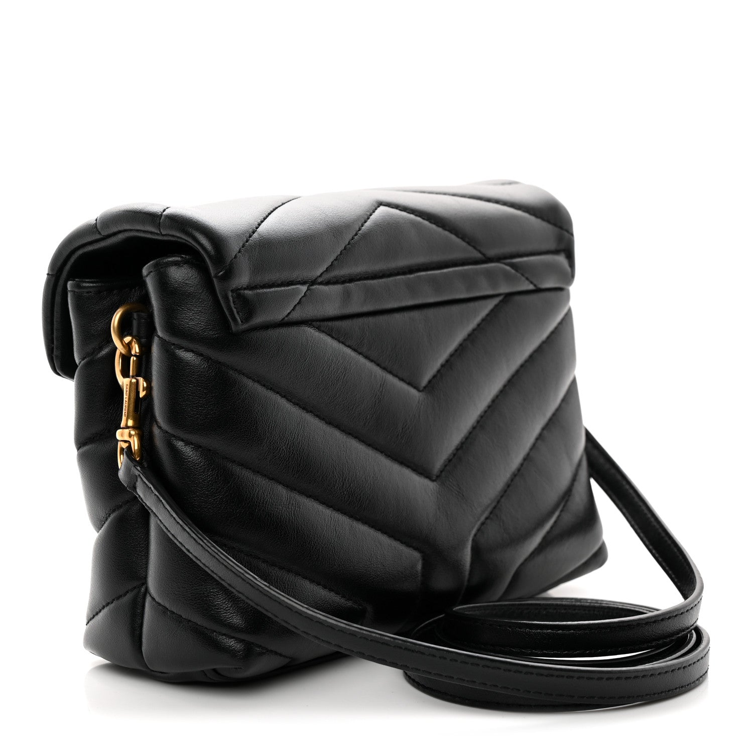 Calfskin Y Quilted Monogram Toy Loulou Crossbody Bag Black