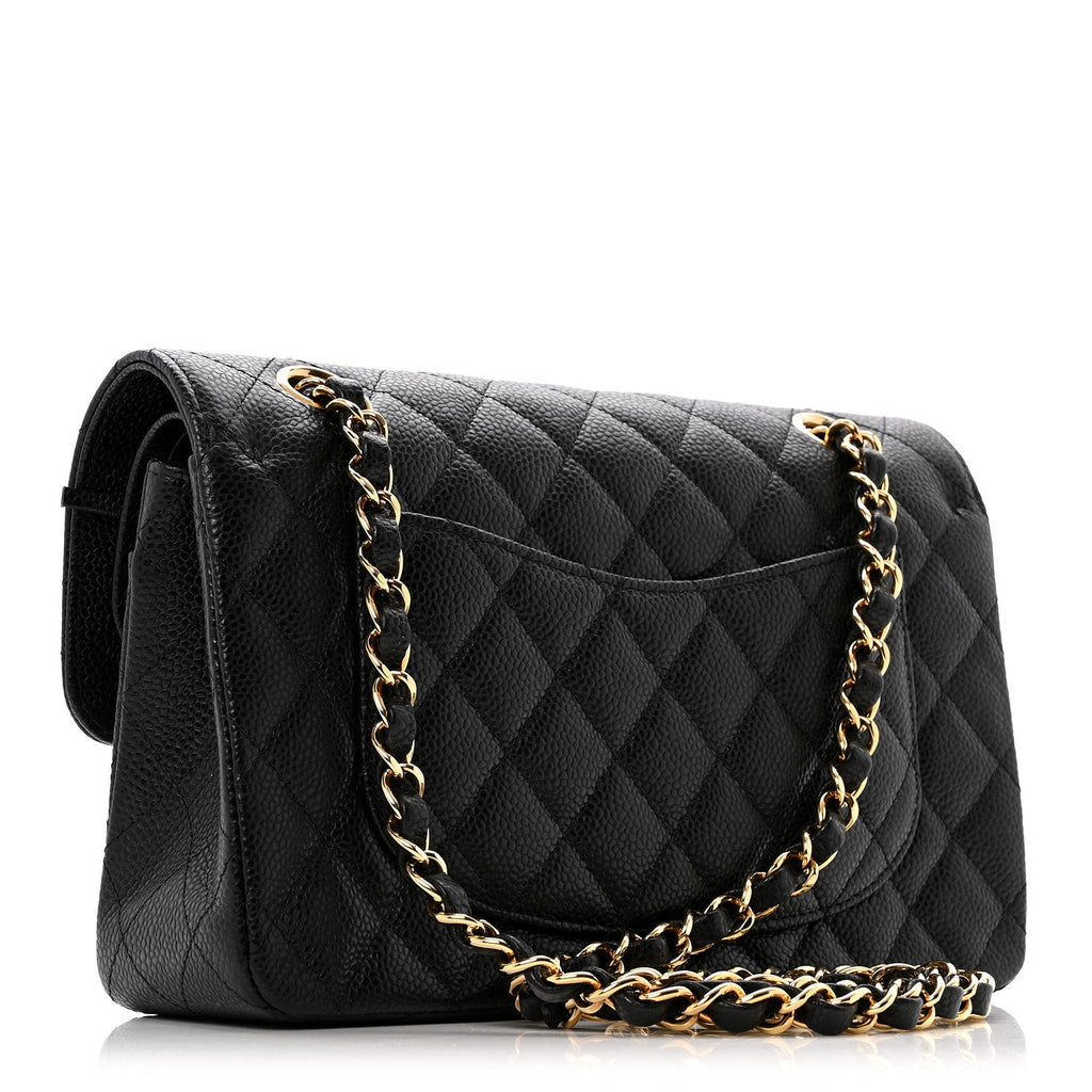 Caviar Quilted Small Double Flap Black