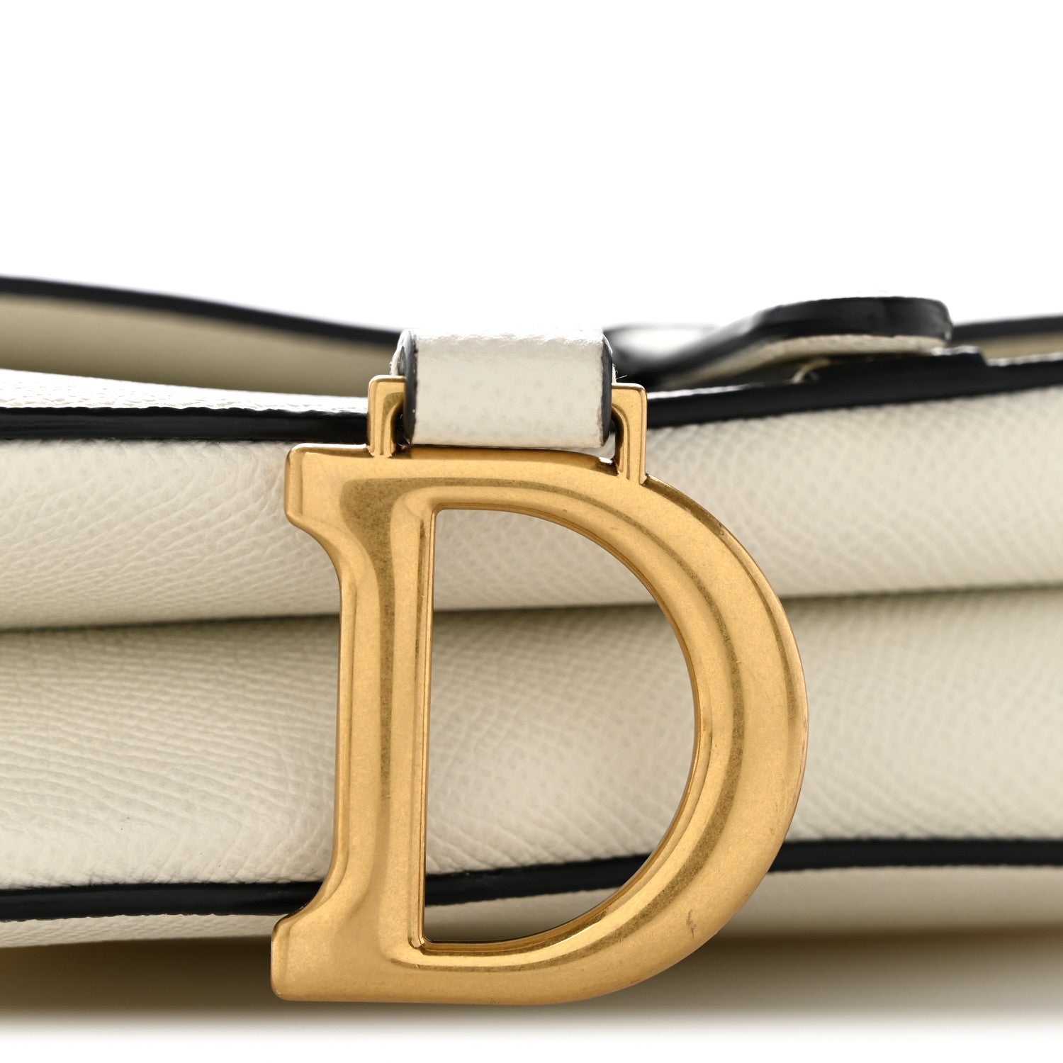 Grained Calfskin Mini Saddle Bag With Strap White