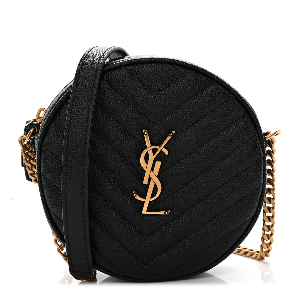 Grain De Poudre Matelasse Chevron Quilted Round Vinyle Camera Bag Black