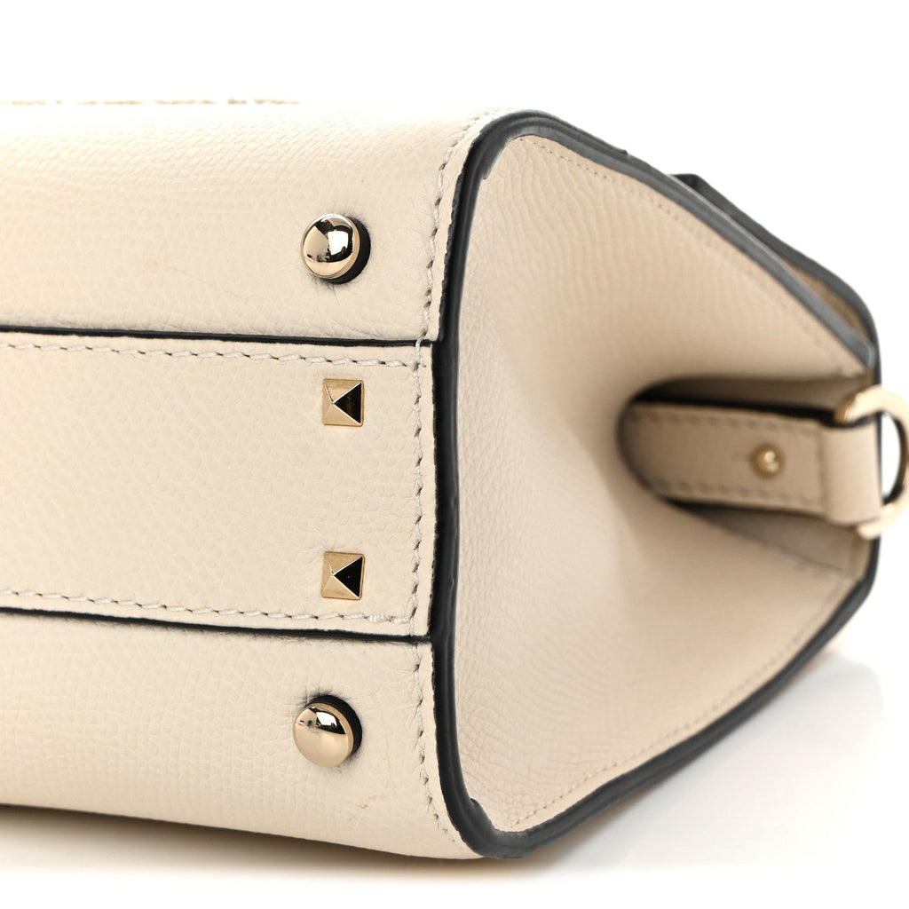 Grainy Calfskin Swarovski Crystal Embellished Small VSling Top Handle Bag Light Ivory