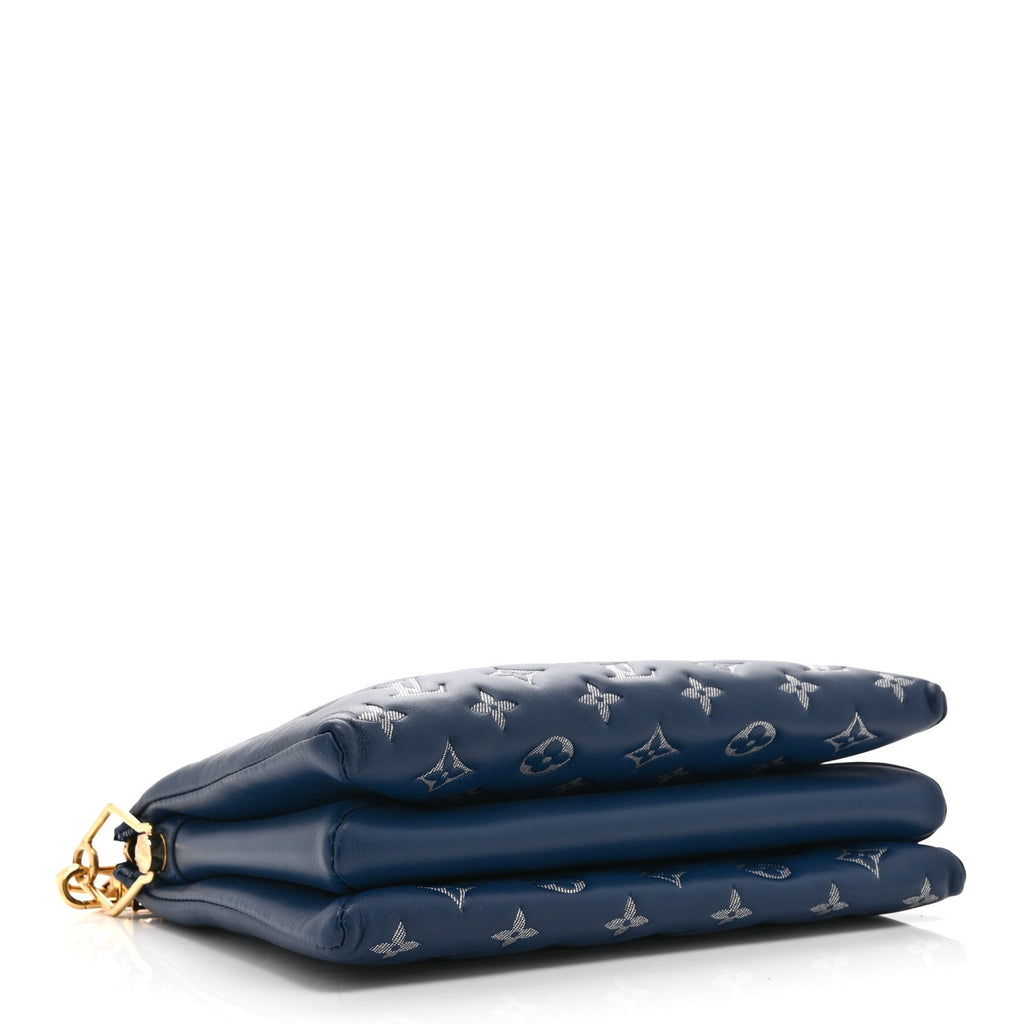 Lambskin Embossed Monogram Coussin PM Denim Blue