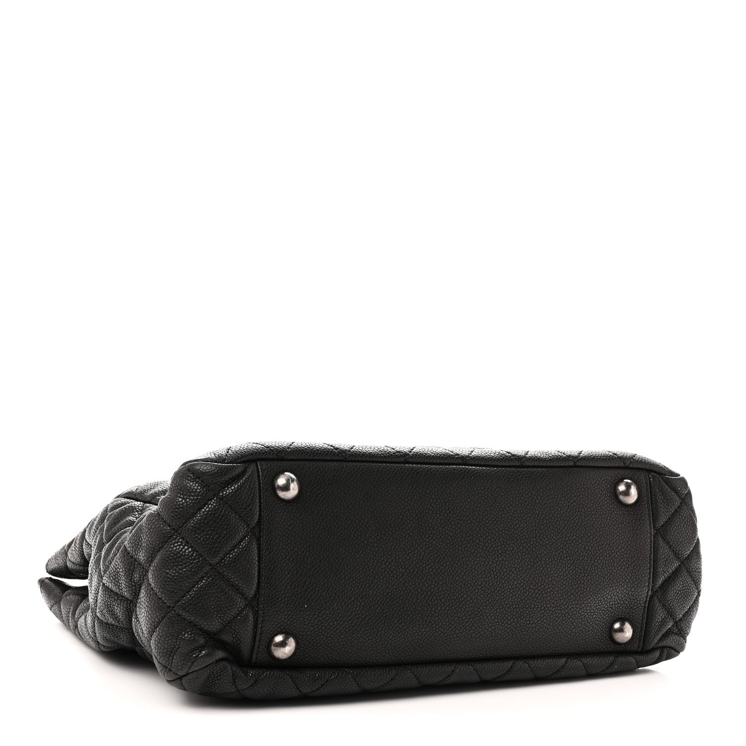 Caviar Quilted Shopping Tote Black Black