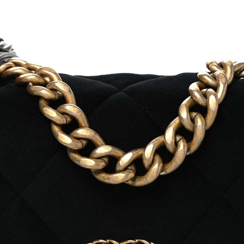 Velvet Quilted Medium Chanel 19 Flap Black