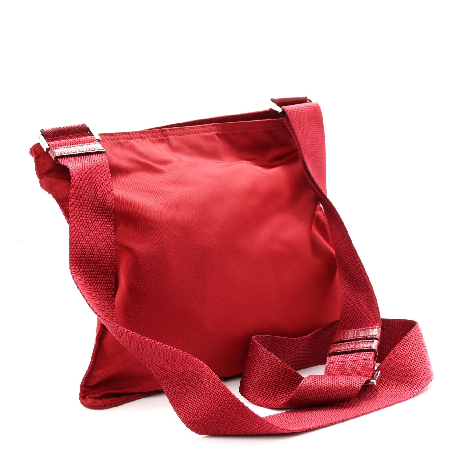 Nylon Vela Saffiano Flat Messenger Bag Rosso