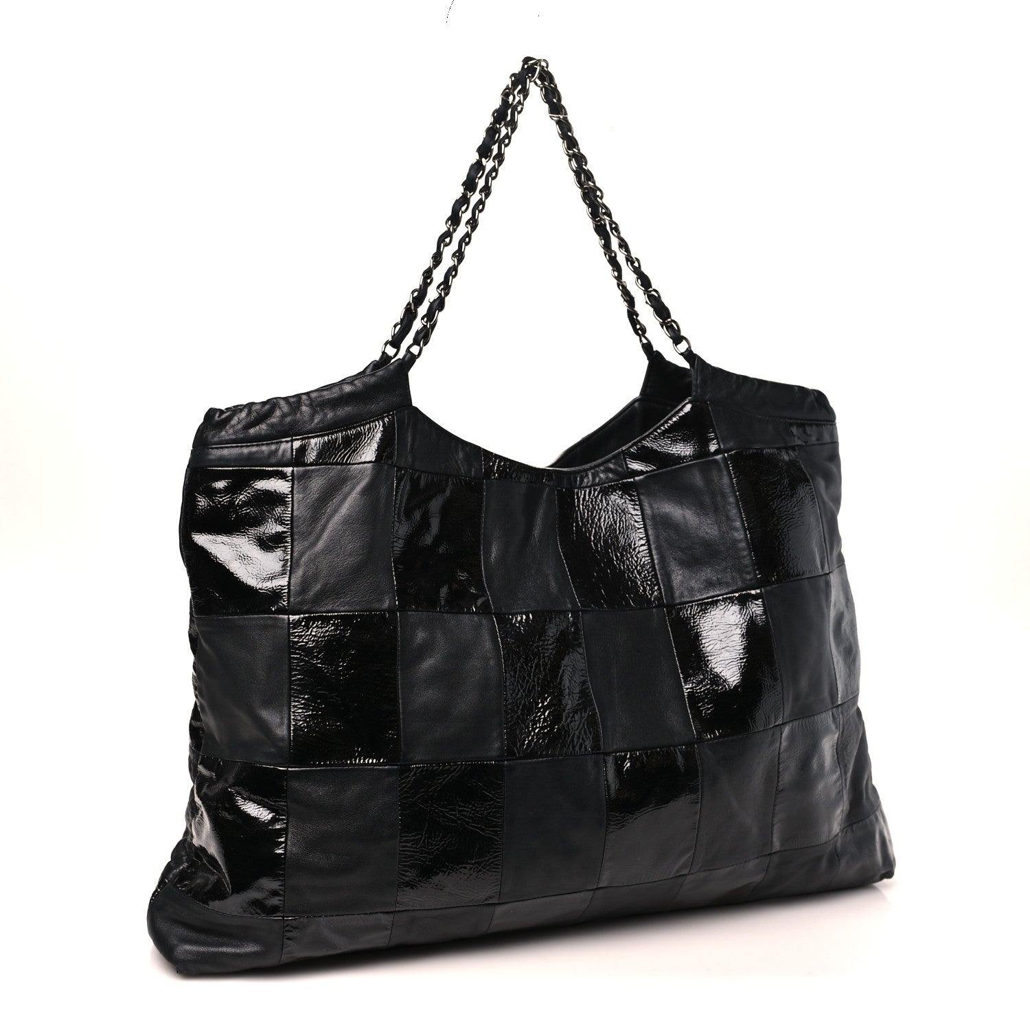 Patent Patchwork Large Brooklyn Tote Black