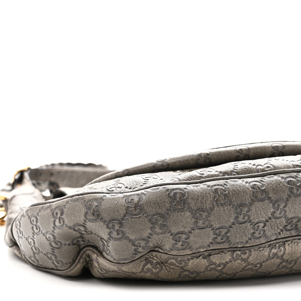 Guccissima Large New Pelham Satchel Grey