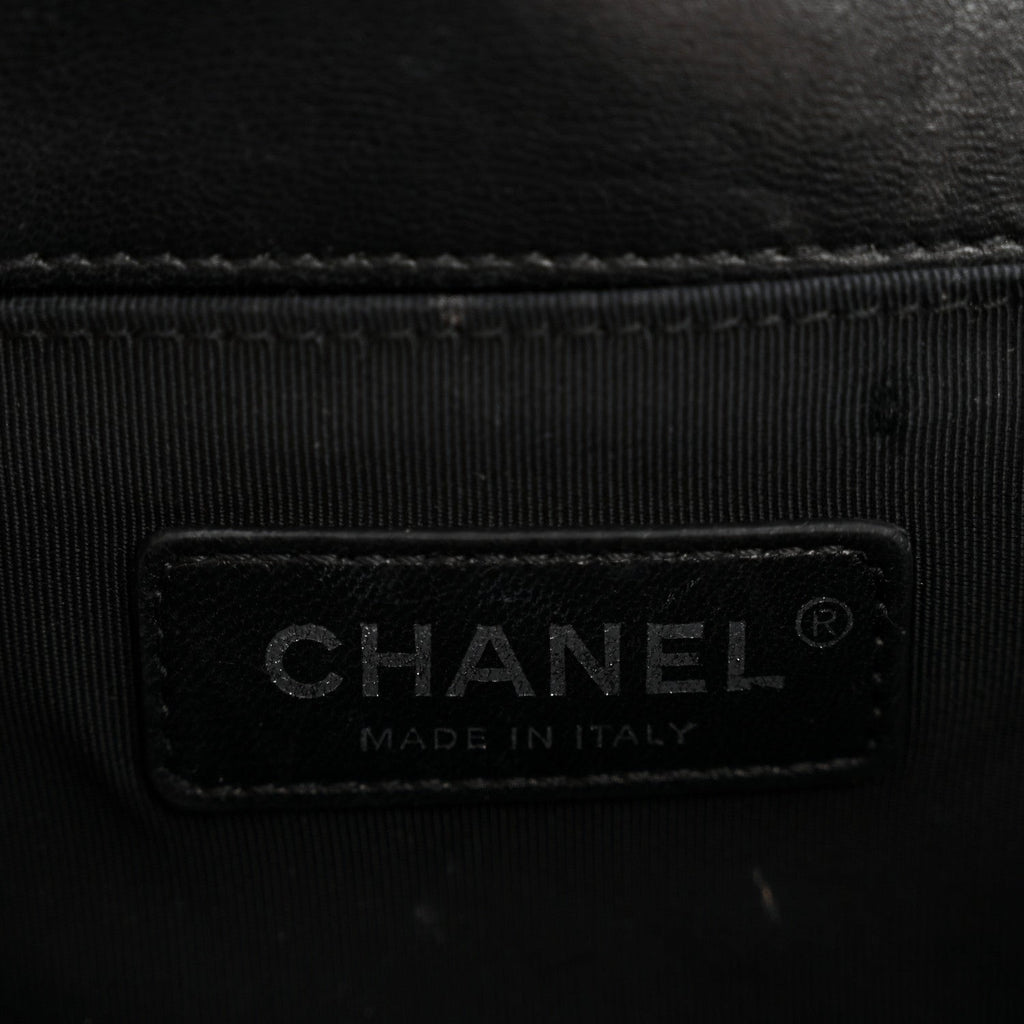 Calfskin Tweed Sequin Stitched Medium Boy Flap Black White